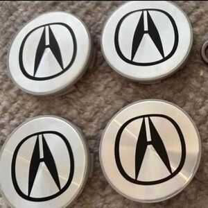 69mm Acura Silver and Black Wheel Center Caps
